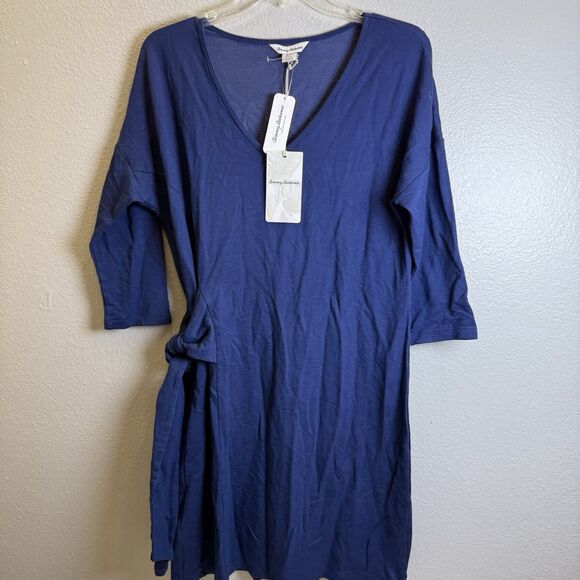 New Tommy Bahama Silky French Terry Dress Small Blue msrp $125 - Picture 2 of 6